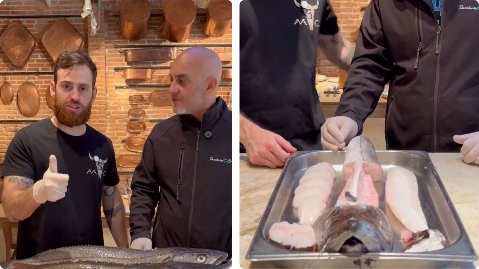 El chef y el divulgador pesquero, juntos para enseñar la importancia de conocer el producto. El chef y el divulgador pesquero, juntos para enseñar la importancia de conocer el producto.