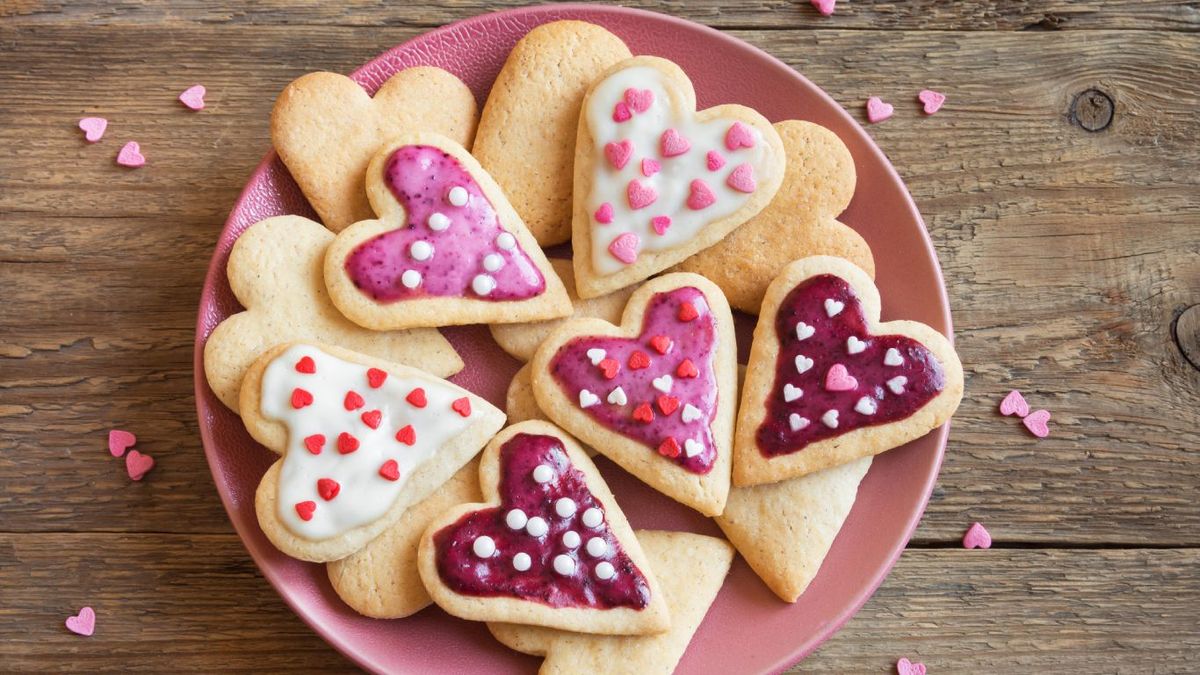 Galletas de mantequilla decoradas para San Valentín