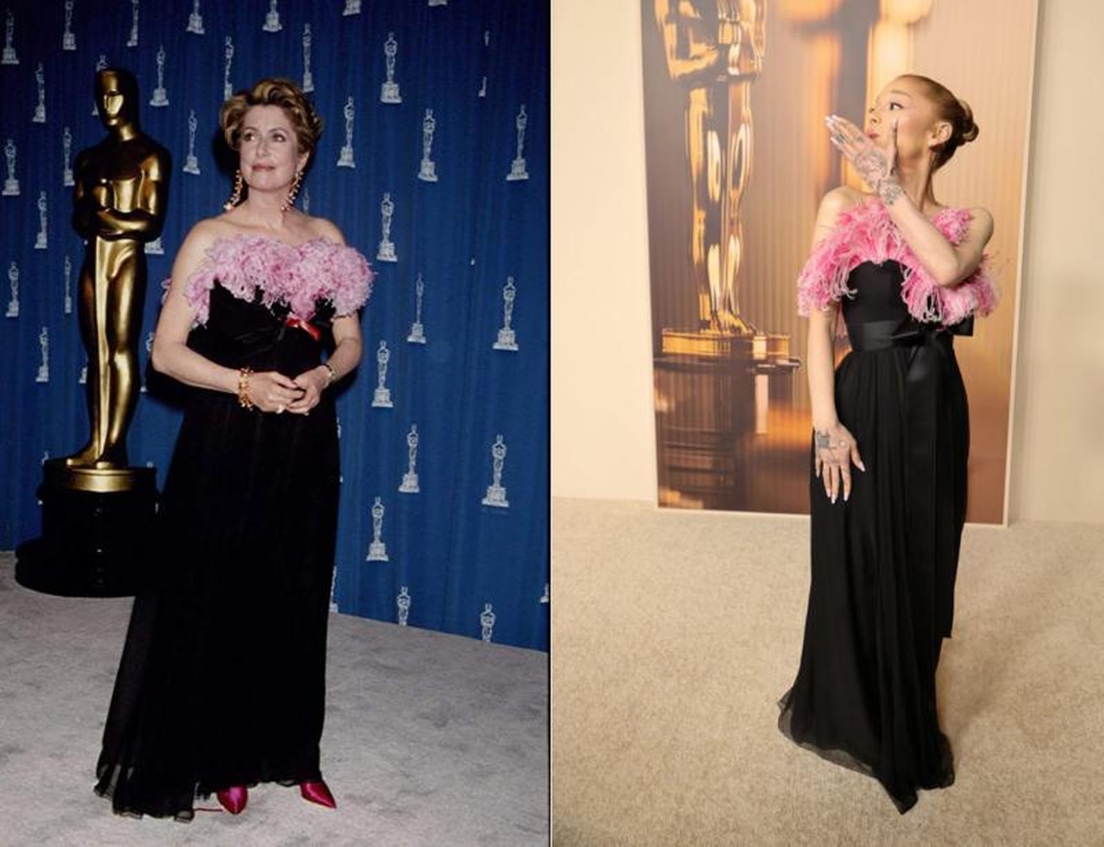 Ariana Grande y Catherine Deneuve con el mismo vestido Ariana Grande y Catherine Deneuve con el mismo vestido