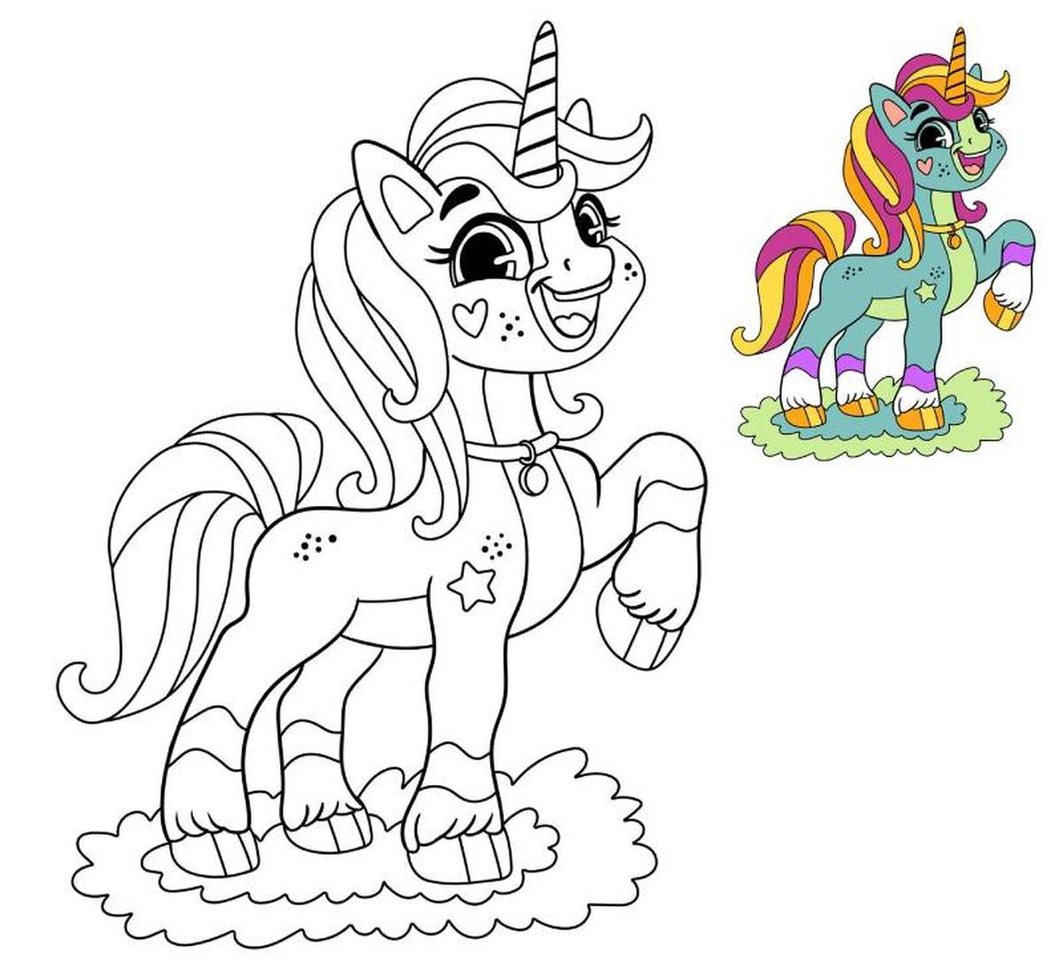 Unicornio para colorear, modelo 10.