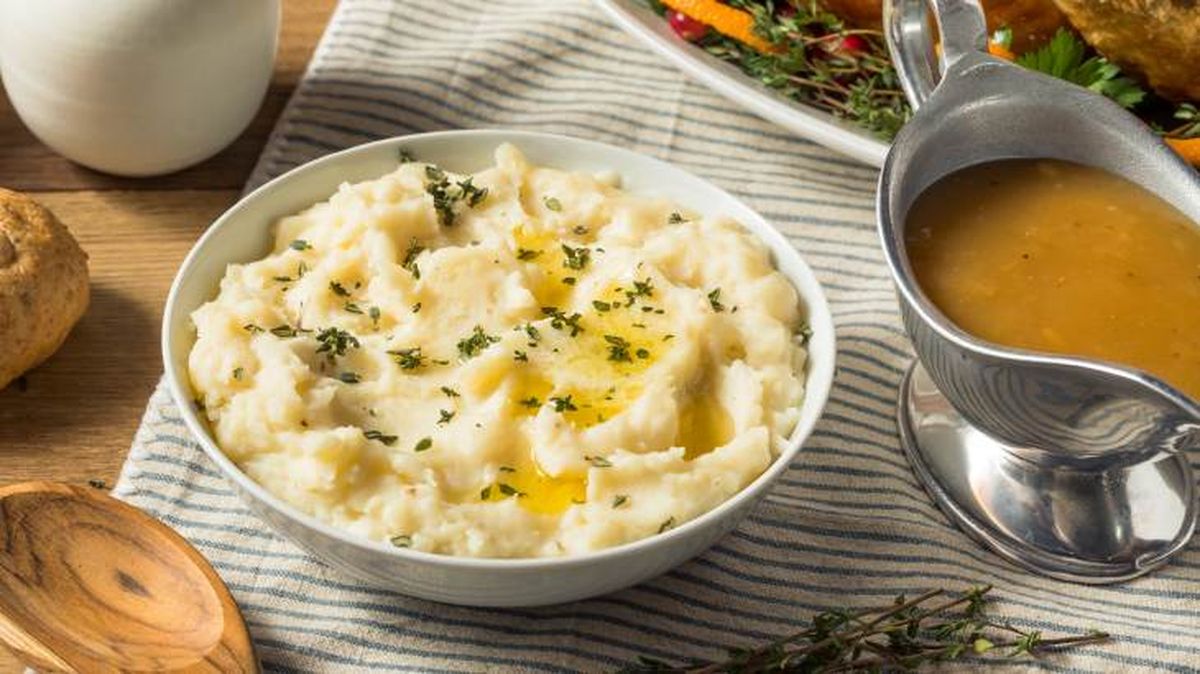 pure de patatas cena tradicional accion de gracias