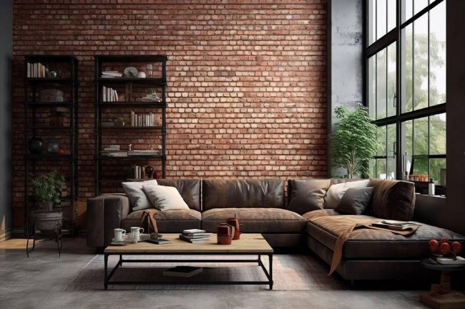 Salón industrial con estanterías. Salón industrial con estanterías.