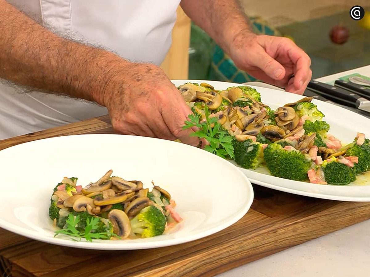 Brócoli con champiñones y panceta - paso 5