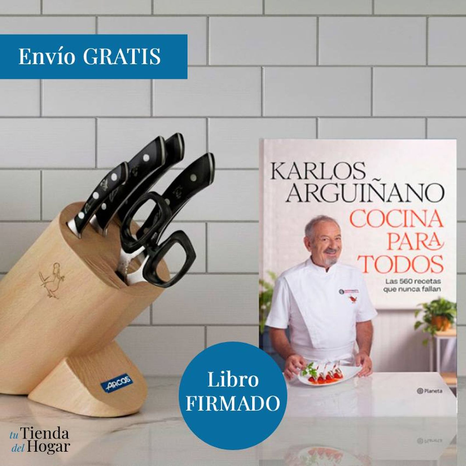 Pack exclusivo de Karlos Arguiñano: nuevo libro + taco de cuchillos