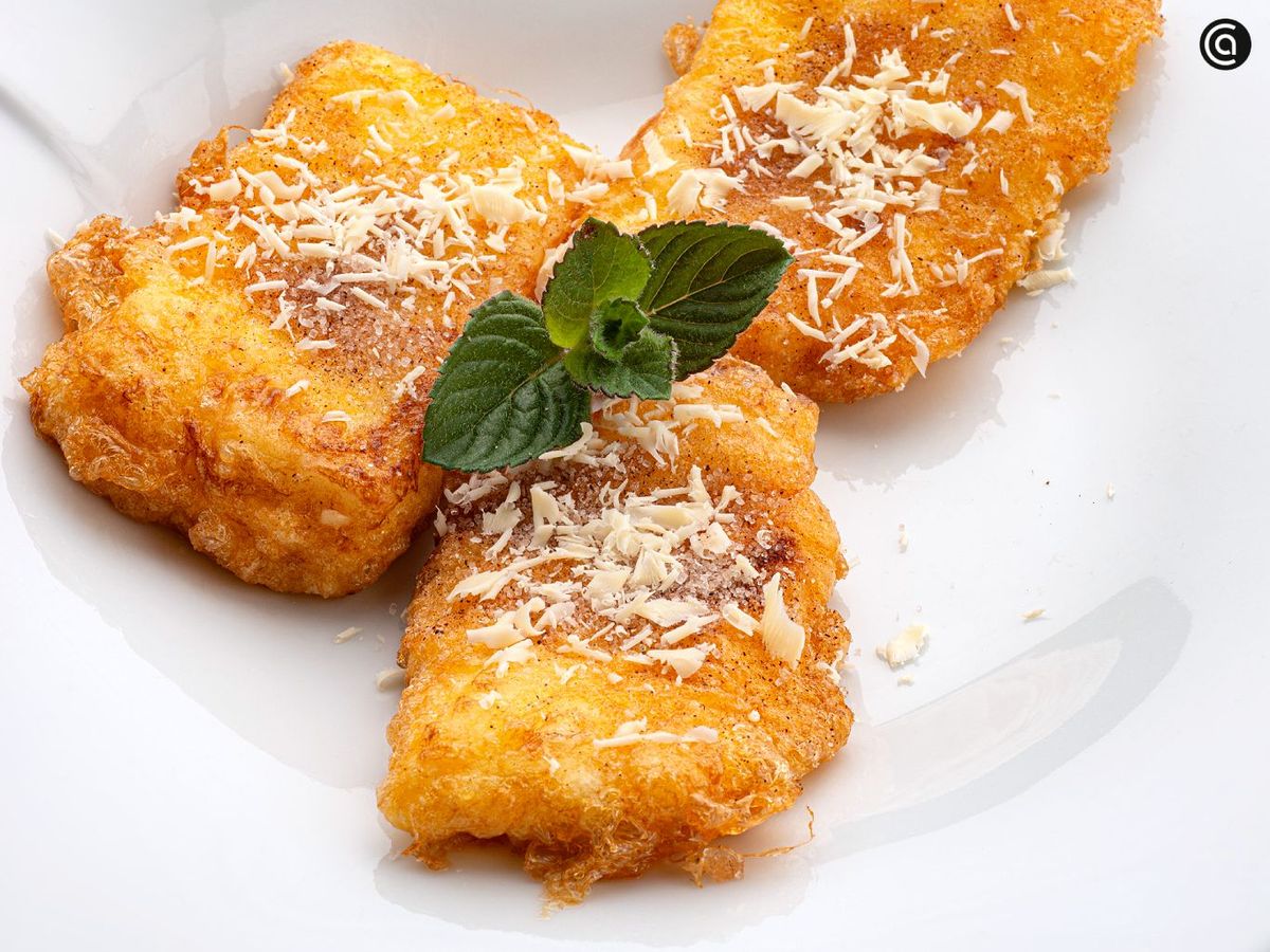 Leche frita con chocolate blanco de Karlos Arguiñano