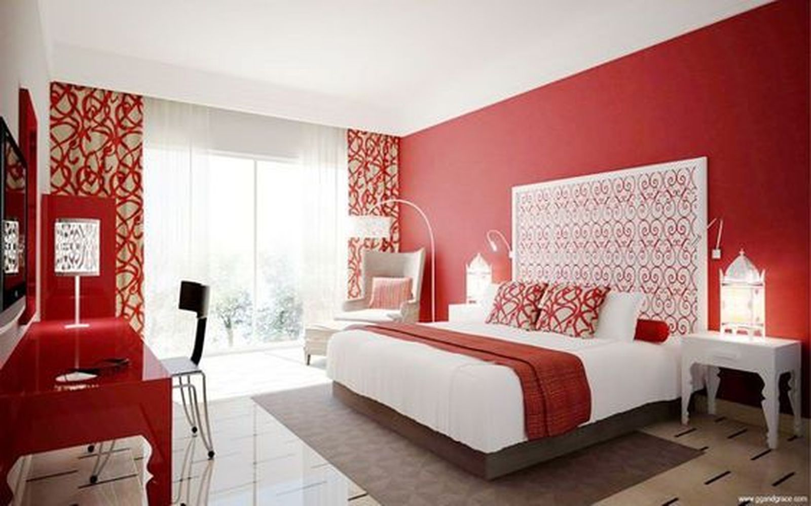 dormitorio rojo dorado