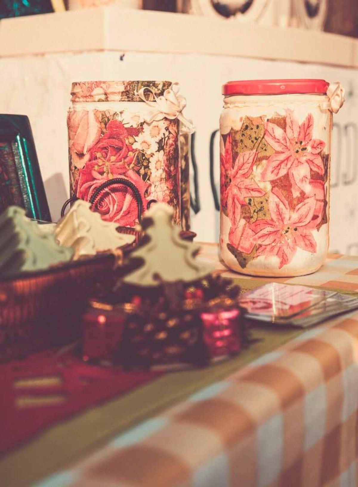 Decoupage en tarros cristal