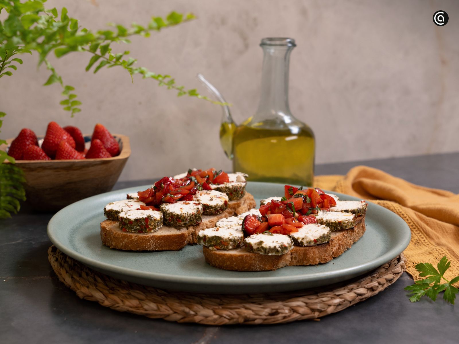 Receta de bruschetta con queso de cabra