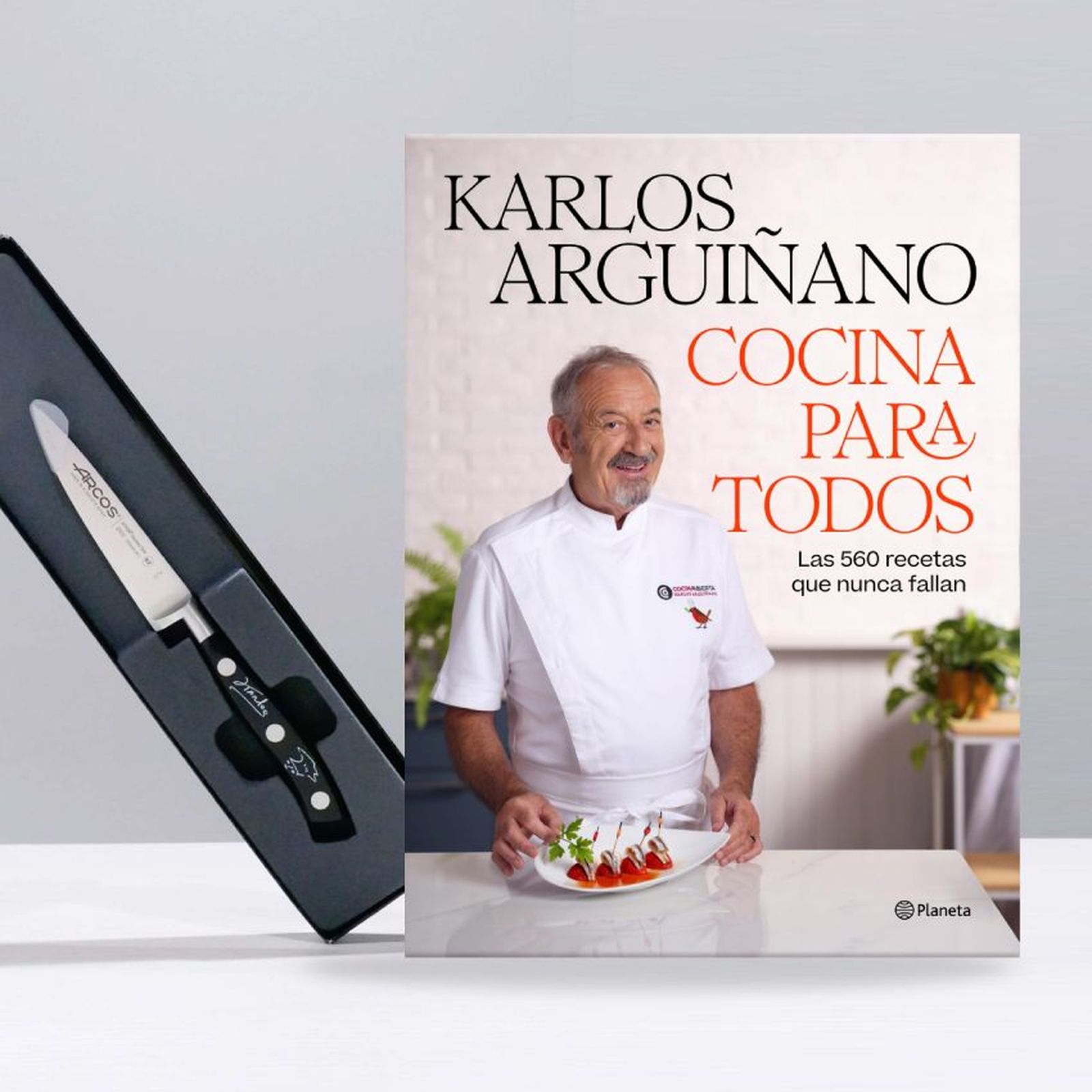 Pack exclusivo: nuevo libro de Karlos Arguiñano firmado y cuchillo puntilla ARCOS
