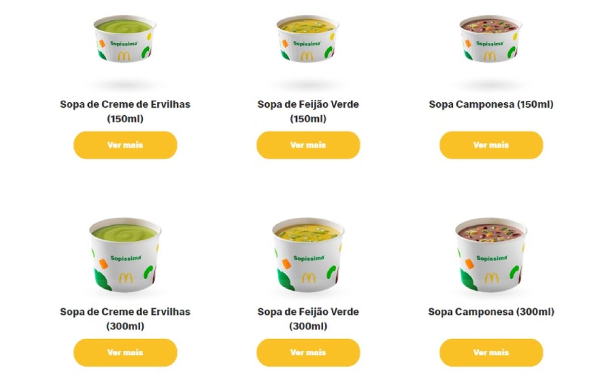 McDonald's ofrece en Portugal una selección de sopas y cremas