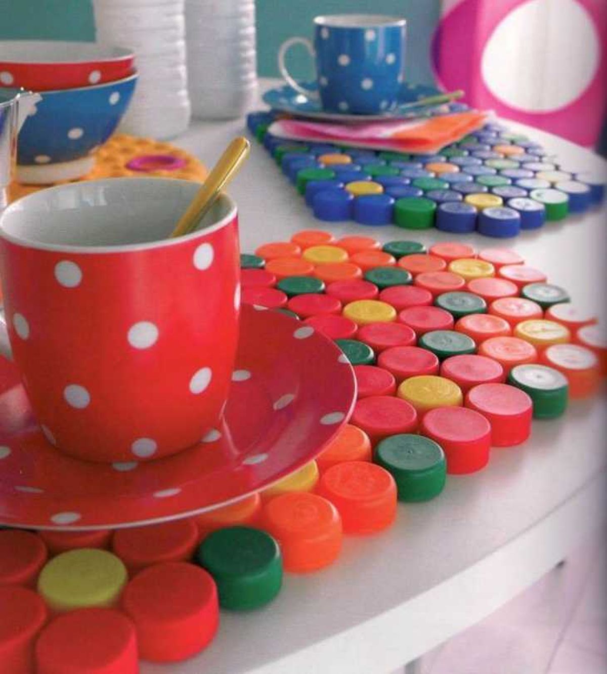 reciclar tapas plastico portavasos ecologico