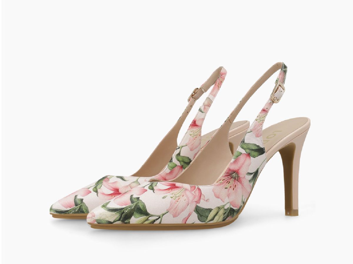 Zapato de salón destalonado estampado