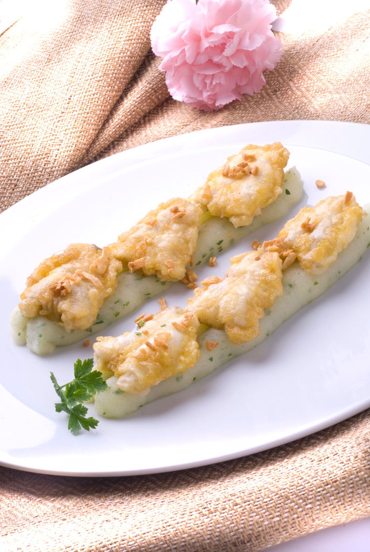 Kokotxas de bacalao con puré de patatas