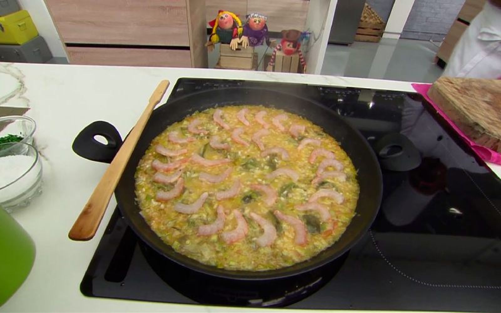 Añade las gambas al final para que no se queden secas Añade las gambas al final para que no se queden secas