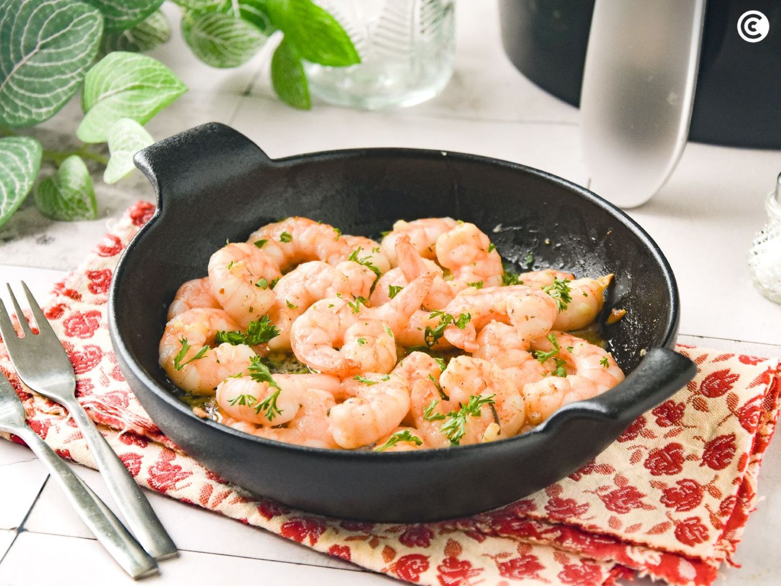 Gambas al ajillo en freidora de aire