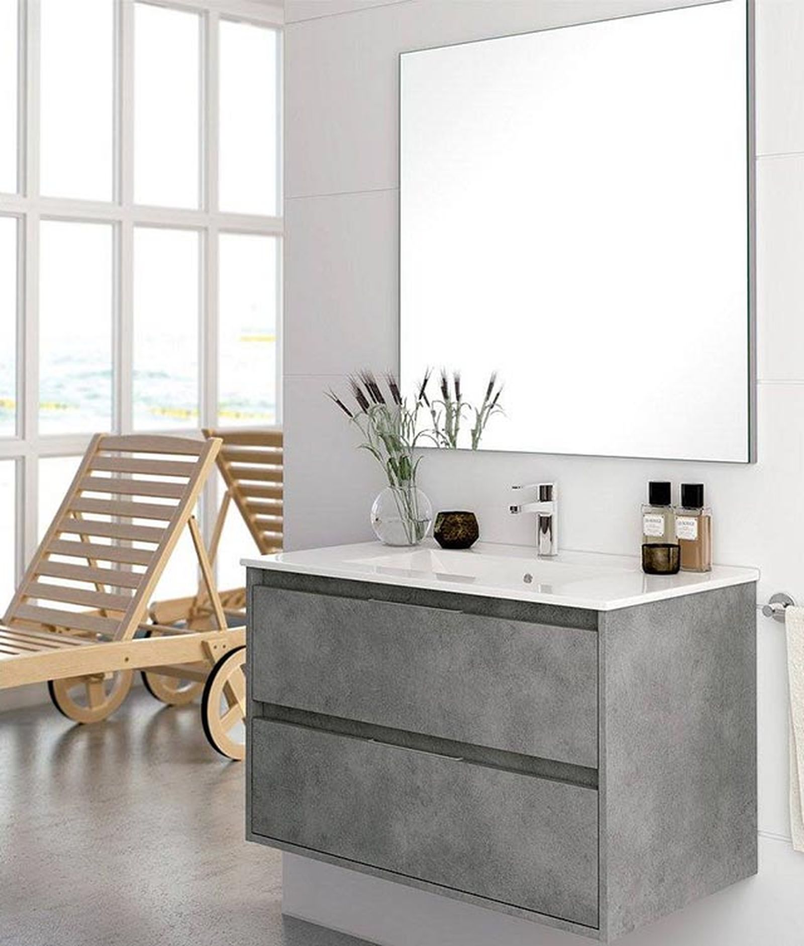 mueble bano boston dos cajones suspendido MODERNO