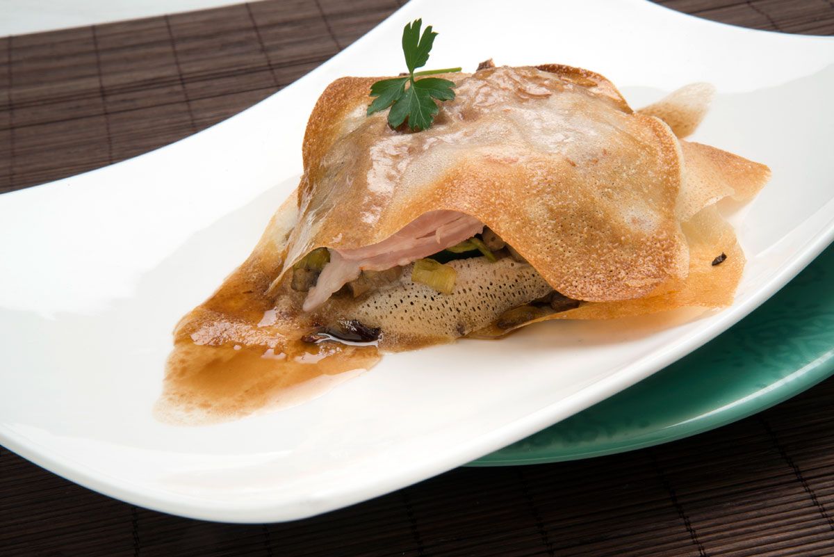 Milhojas de calabacín y champiñones