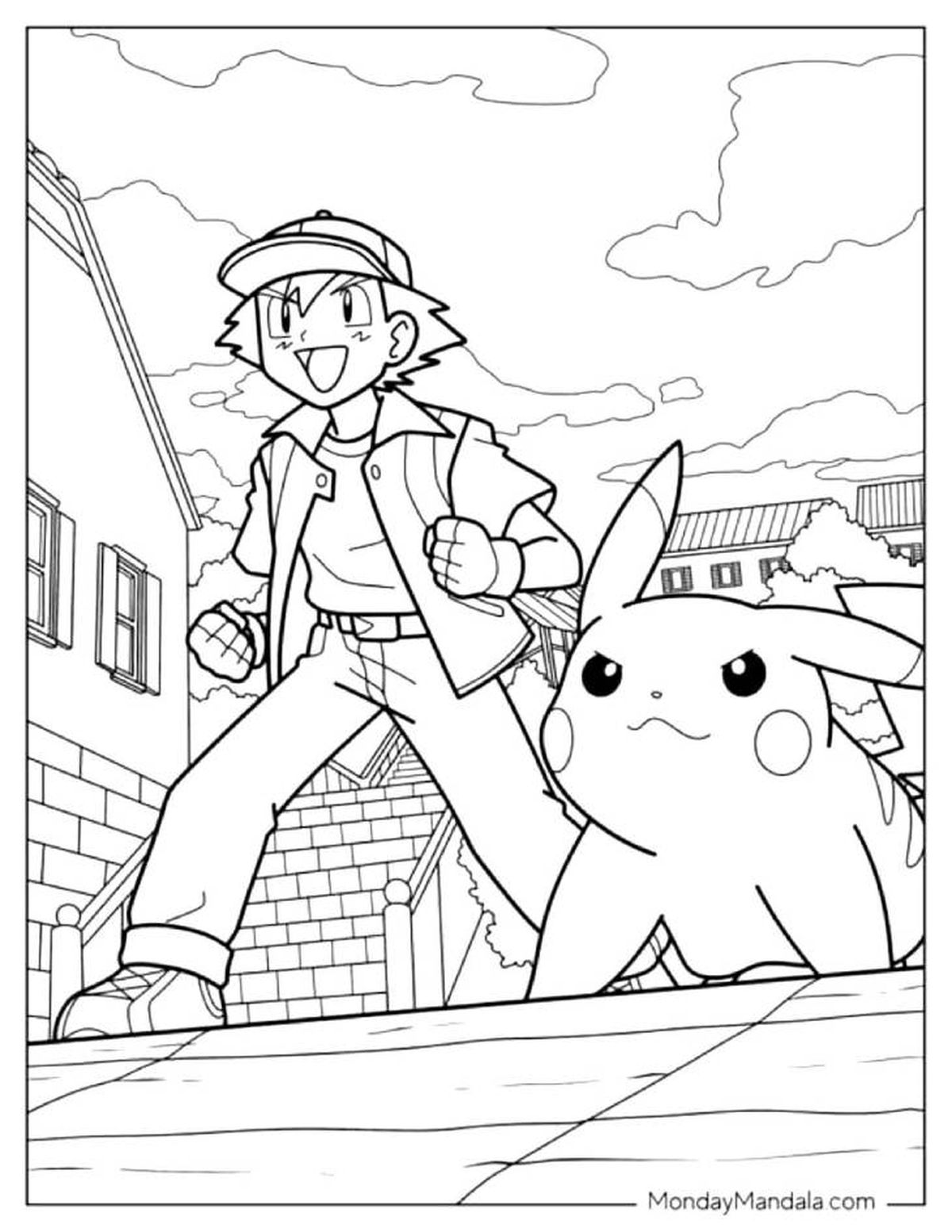 pikachu ash para pintar