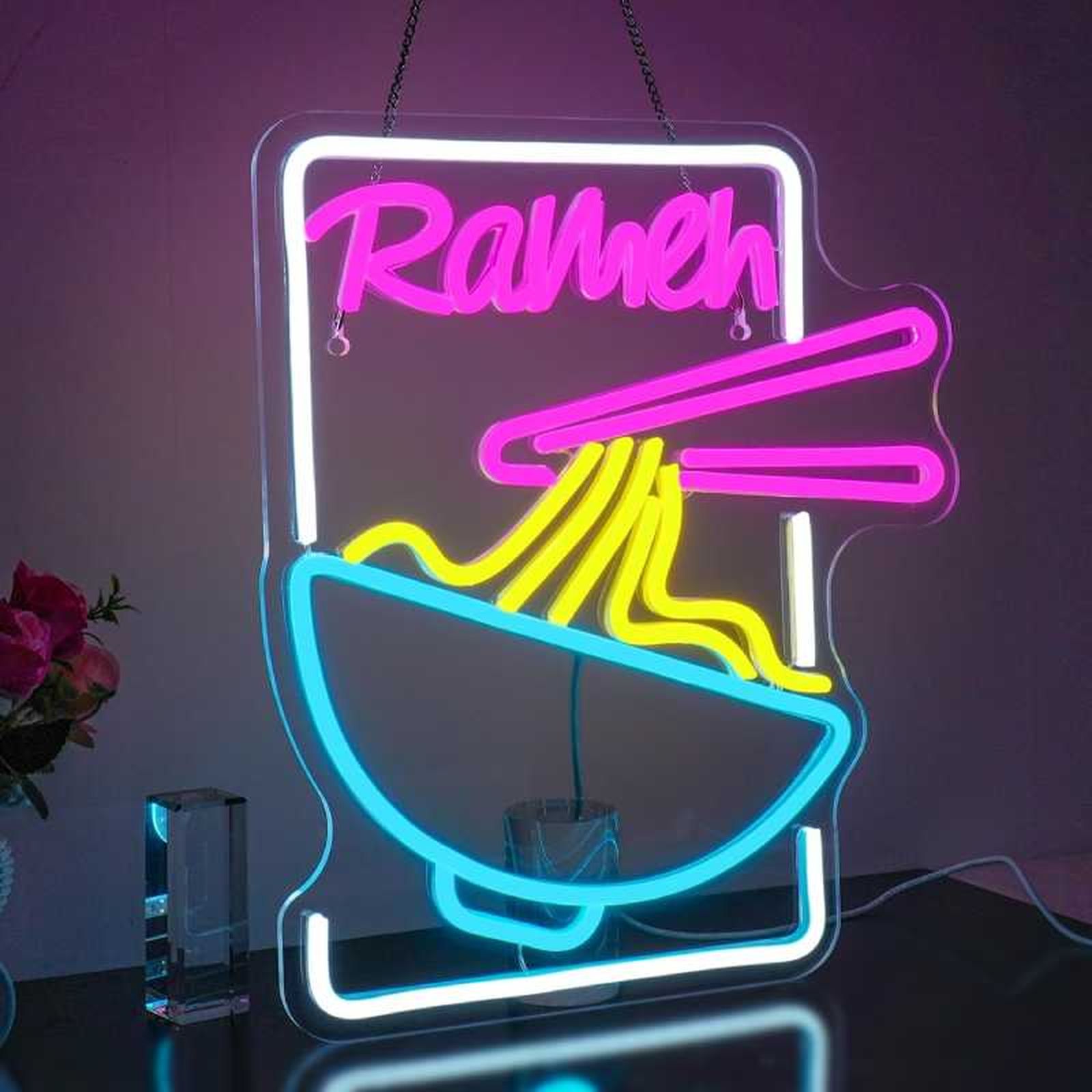 Luz de neón de cuenco de ramen. Luz de neón de cuenco de ramen.