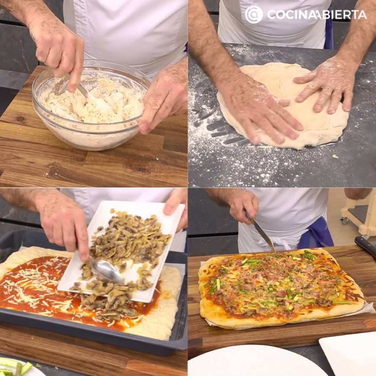 pizza de champinones receta pasos