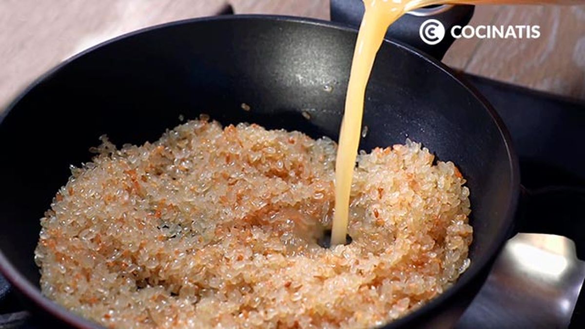 Receta de arroz con salmón  paso 1