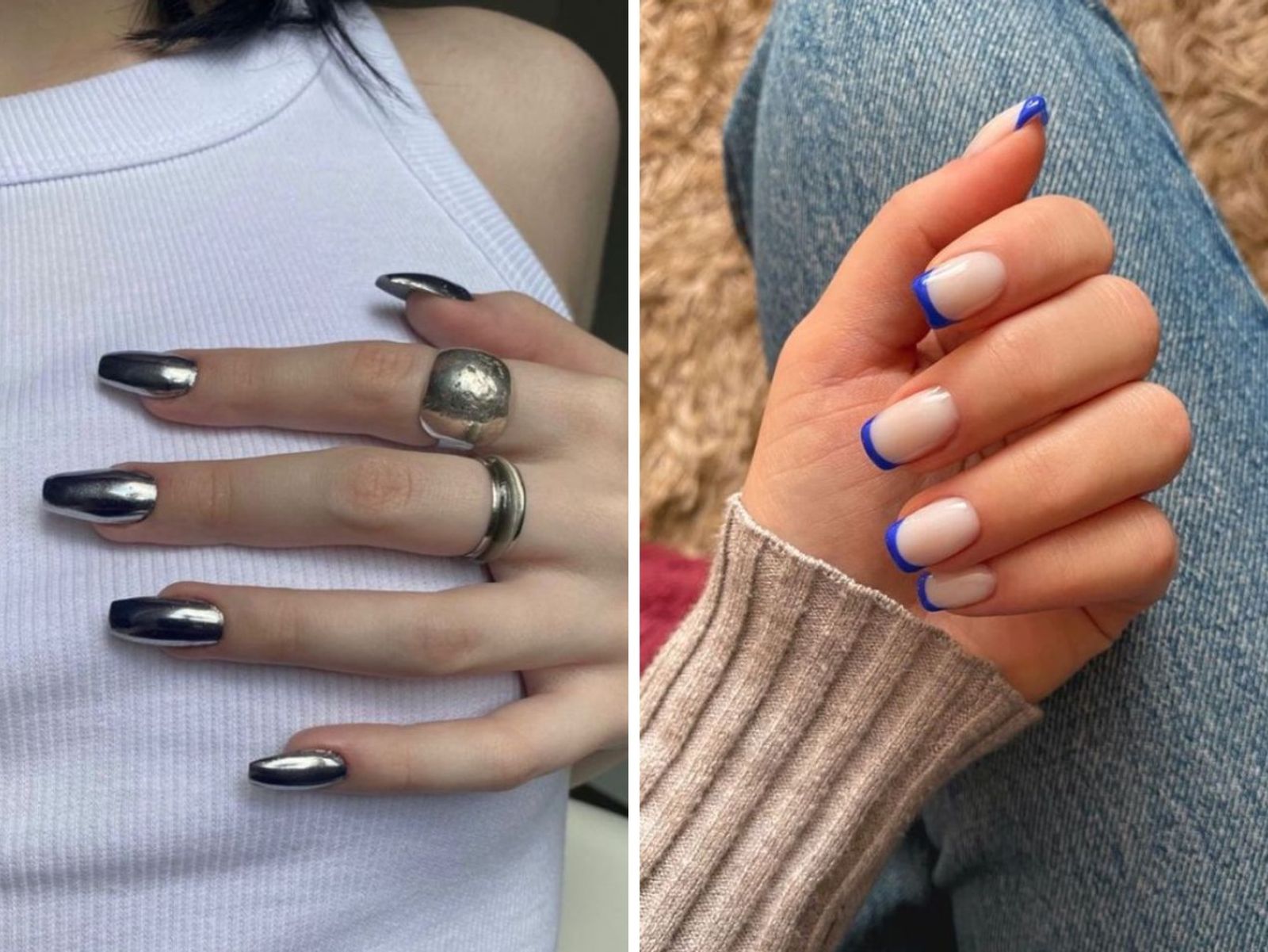 Tendencias en manicura metalizada y manicura francesa de color / Fotos: Pinterest Tendencias en manicura metalizada y manicura francesa de color / Fotos: Pinterest