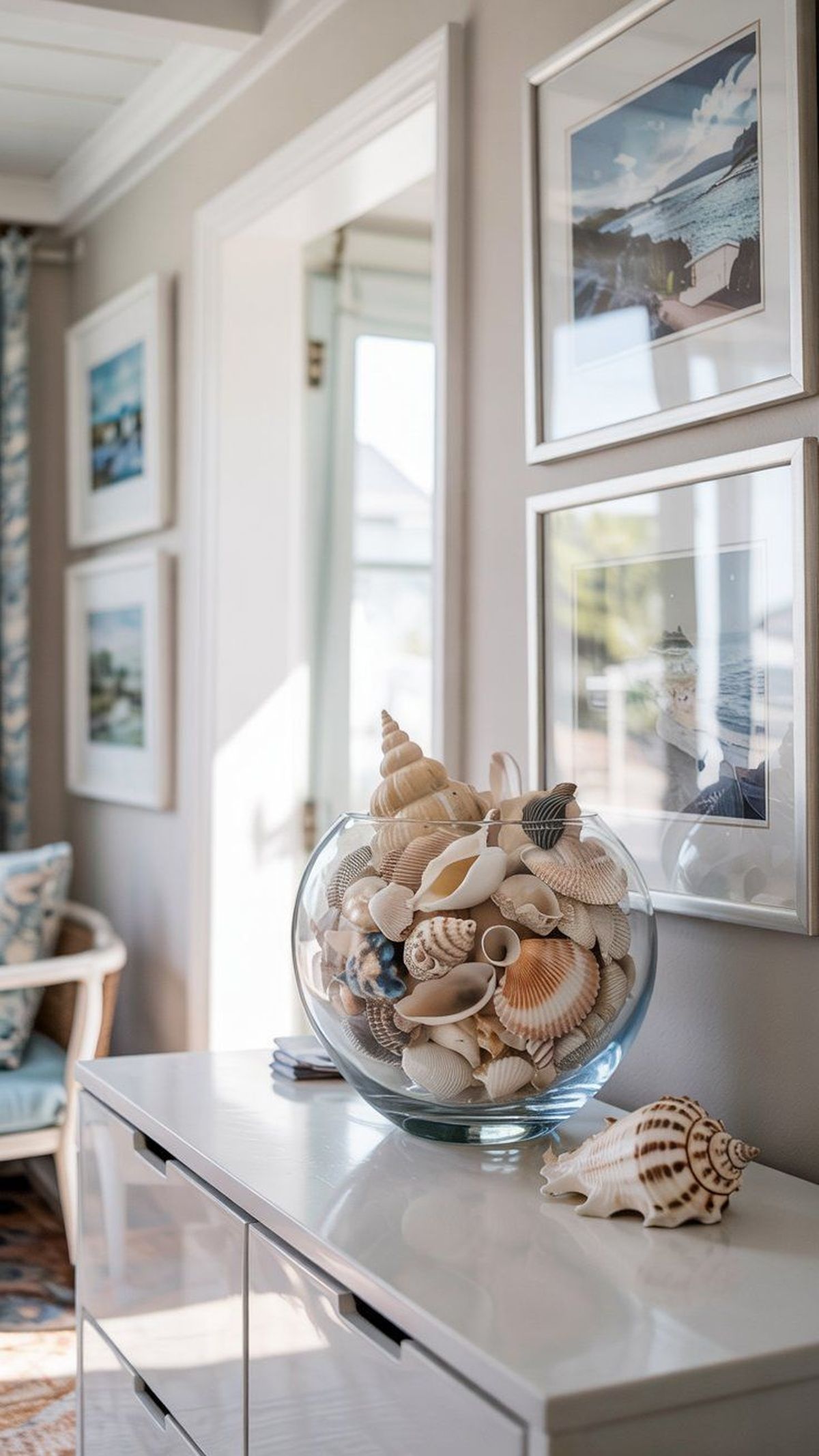 Aprovecha las conchas y caracolas que coges de la playa para llenar jarrones