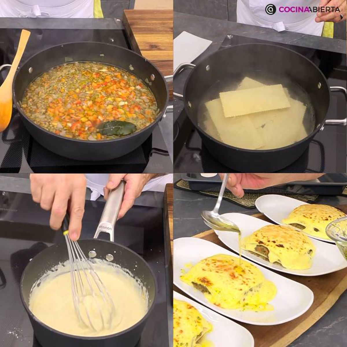 lasana de lentejas con bechamel de curry receta pasos