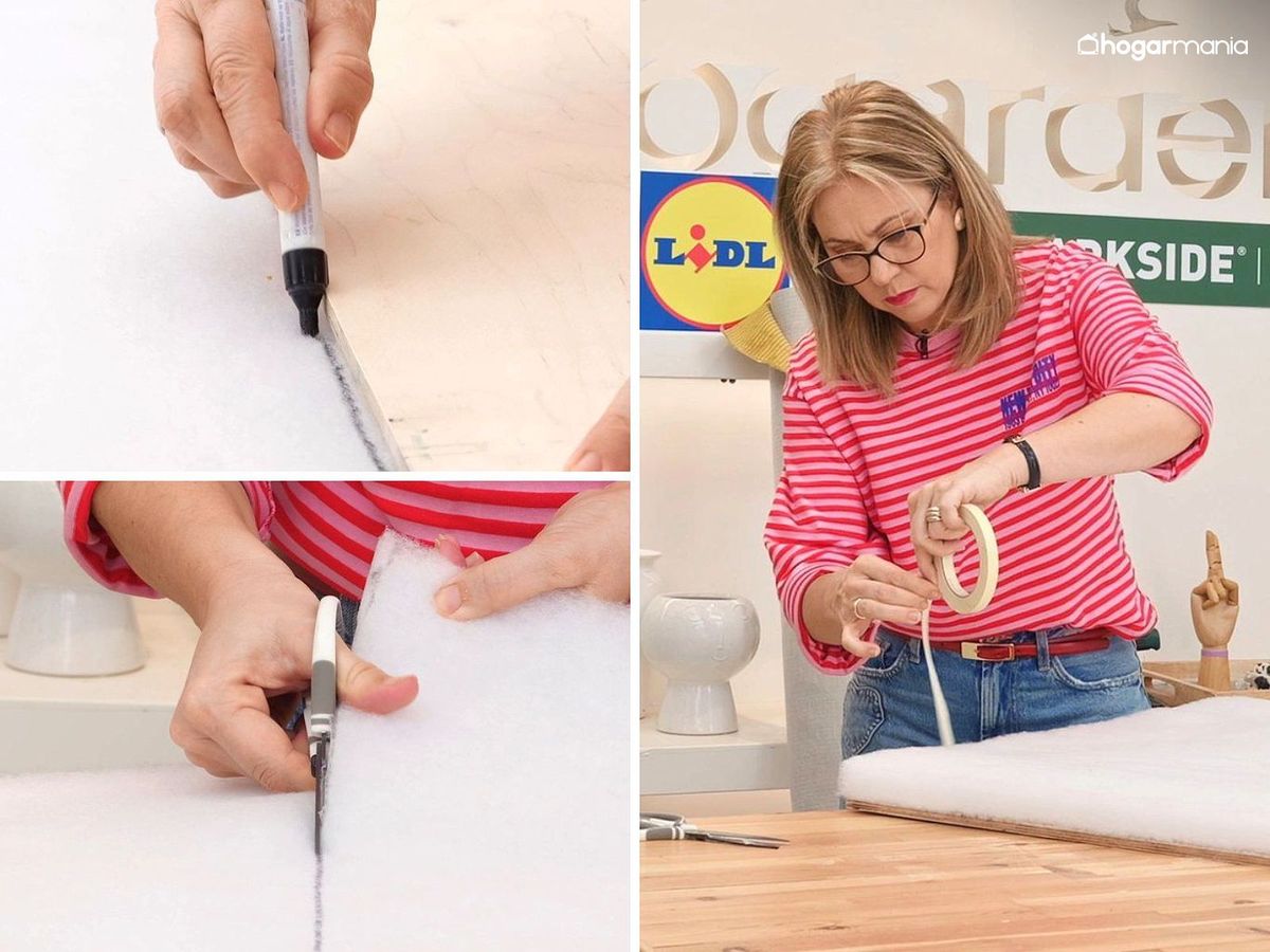 Corta el relleno del cabecero tapizado a la medida