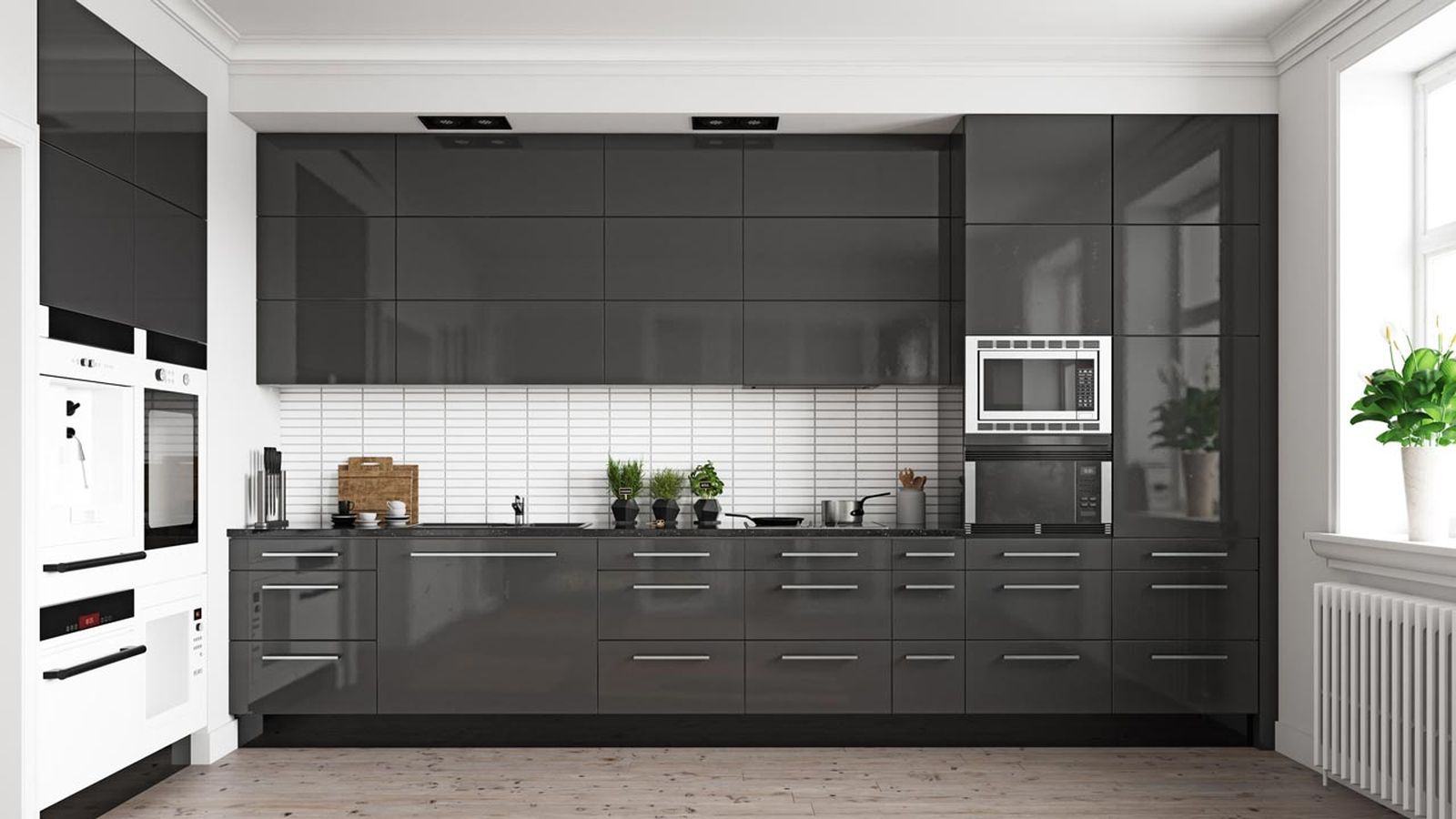 cocina blanca negra