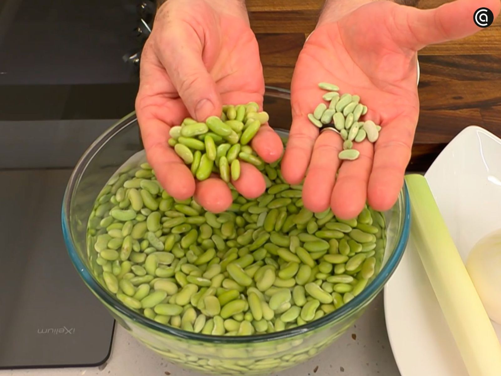 Remoja las alubias verdinas