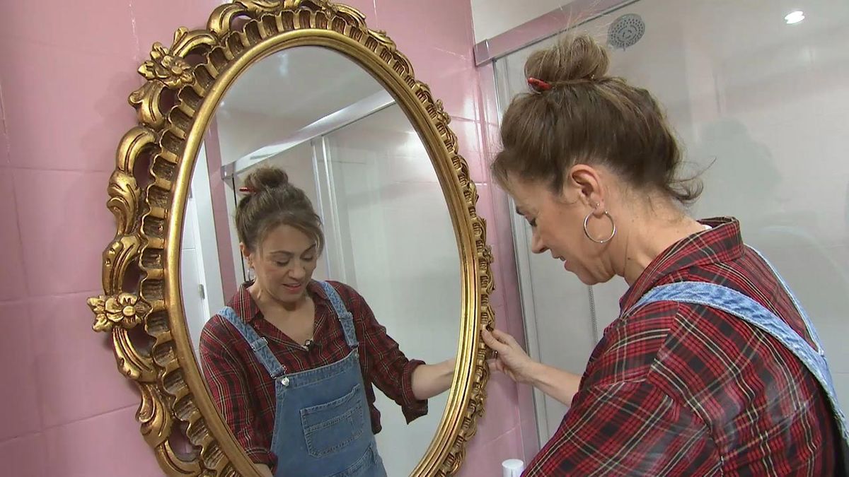 cuarto bano vintage rosa dorado paso 11