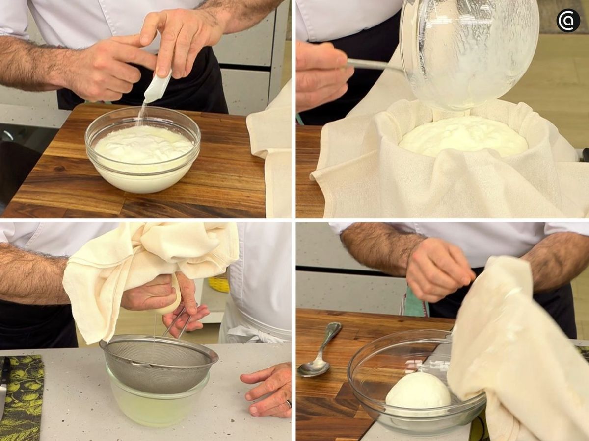 Cuela el yogur natural para hacer labneh