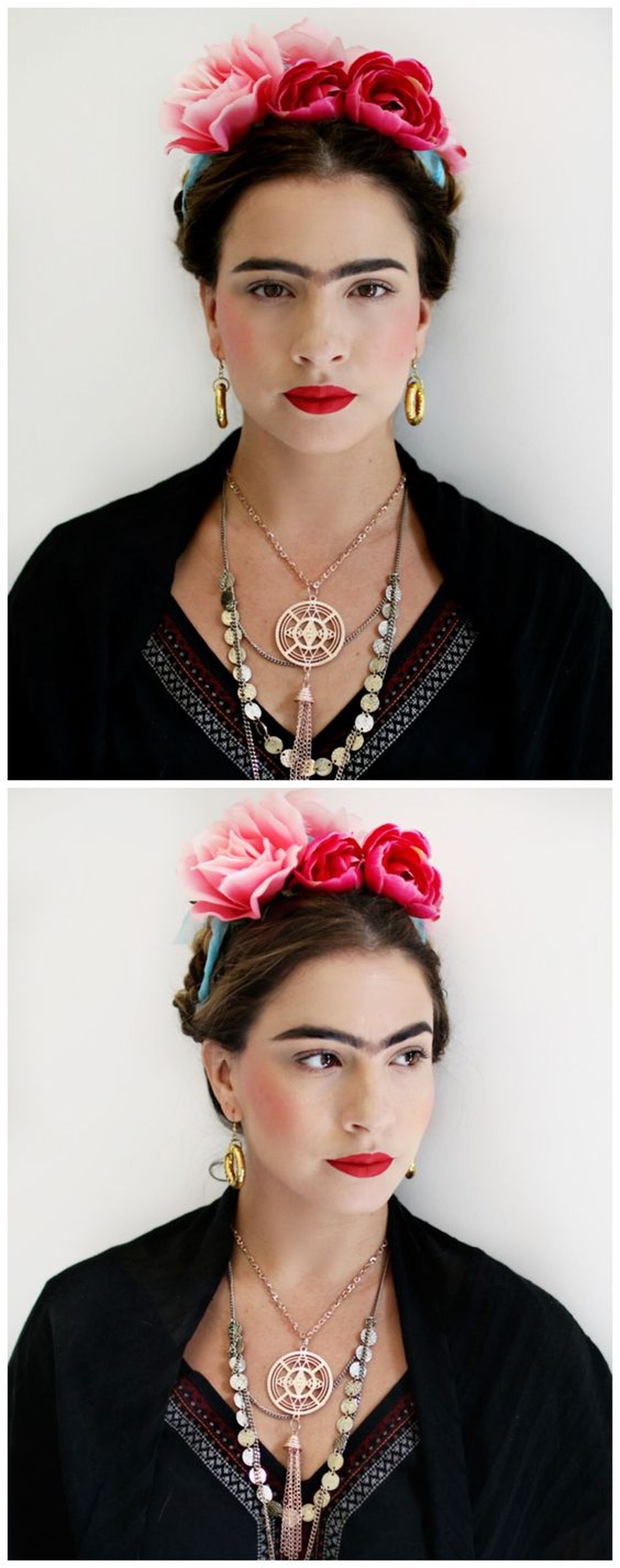 como hacer maquillaje frida kahlo