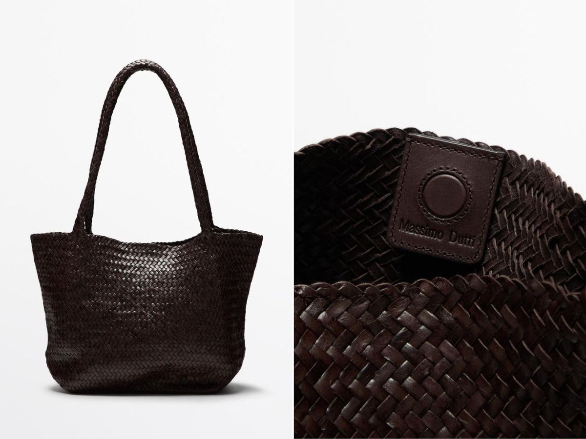 Bolsos de piel trenzada en Massimo Dutti.