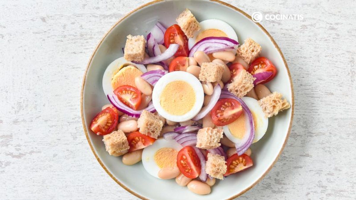 Ensalada de judías blancas con vinagreta