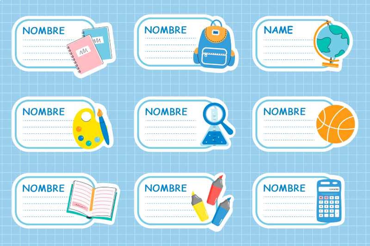 Etiquetas más sencillas para poner el nombre en los cuadernos de diferentes asignaturas.
