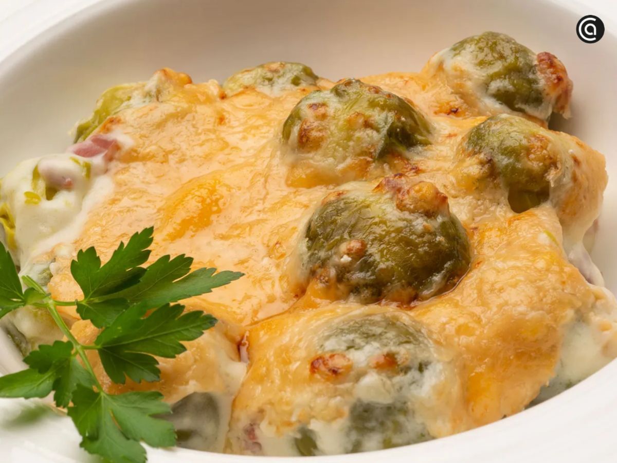 Coles de Bruselas gratinadas con bechamel, una receta reconfortante de temporada.