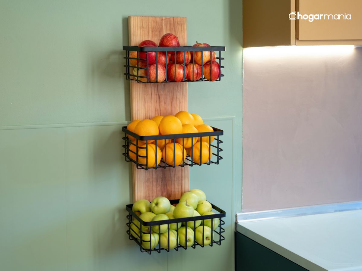 Frutero colgante terminado: una solución práctica para tener la fruta ordenada y siempre a la vista.