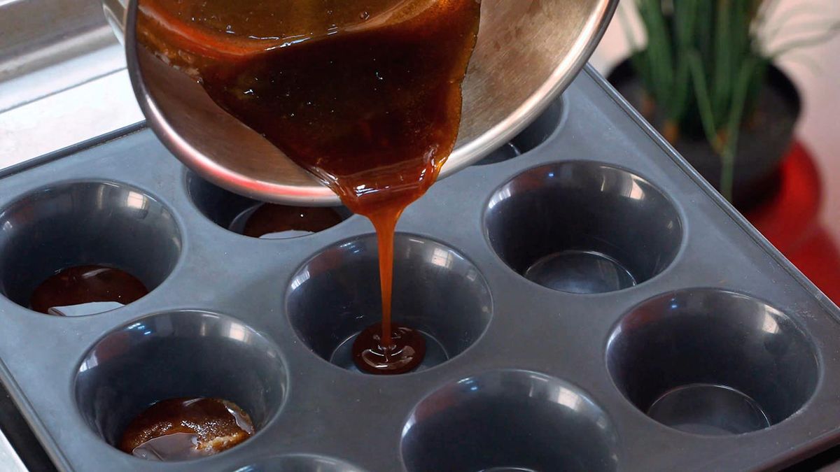 Receta de flan de dos chocolates  paso 1