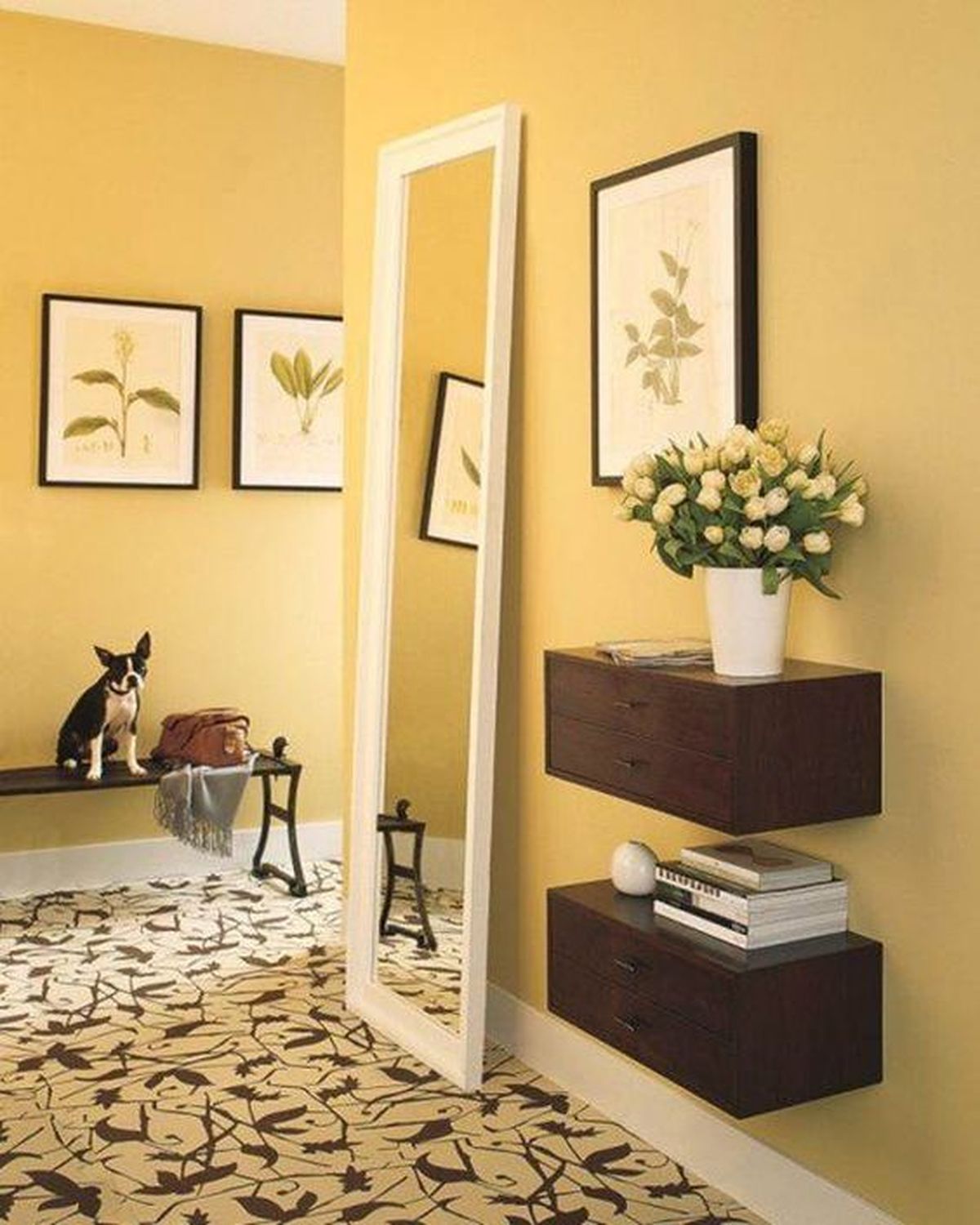 recibidor amarillo pastel