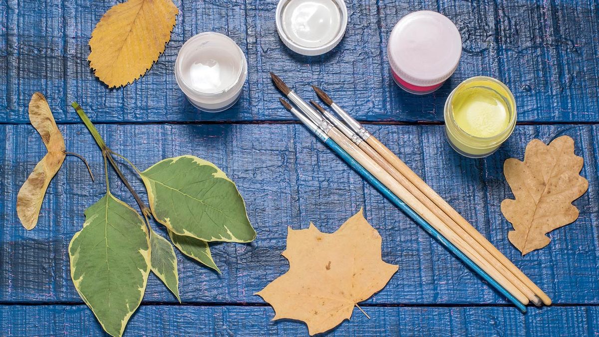 pintar hojas secas ninos materiales