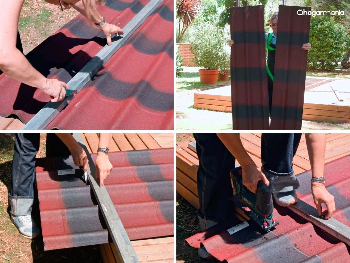 Corta las placas para la pérgola a medida