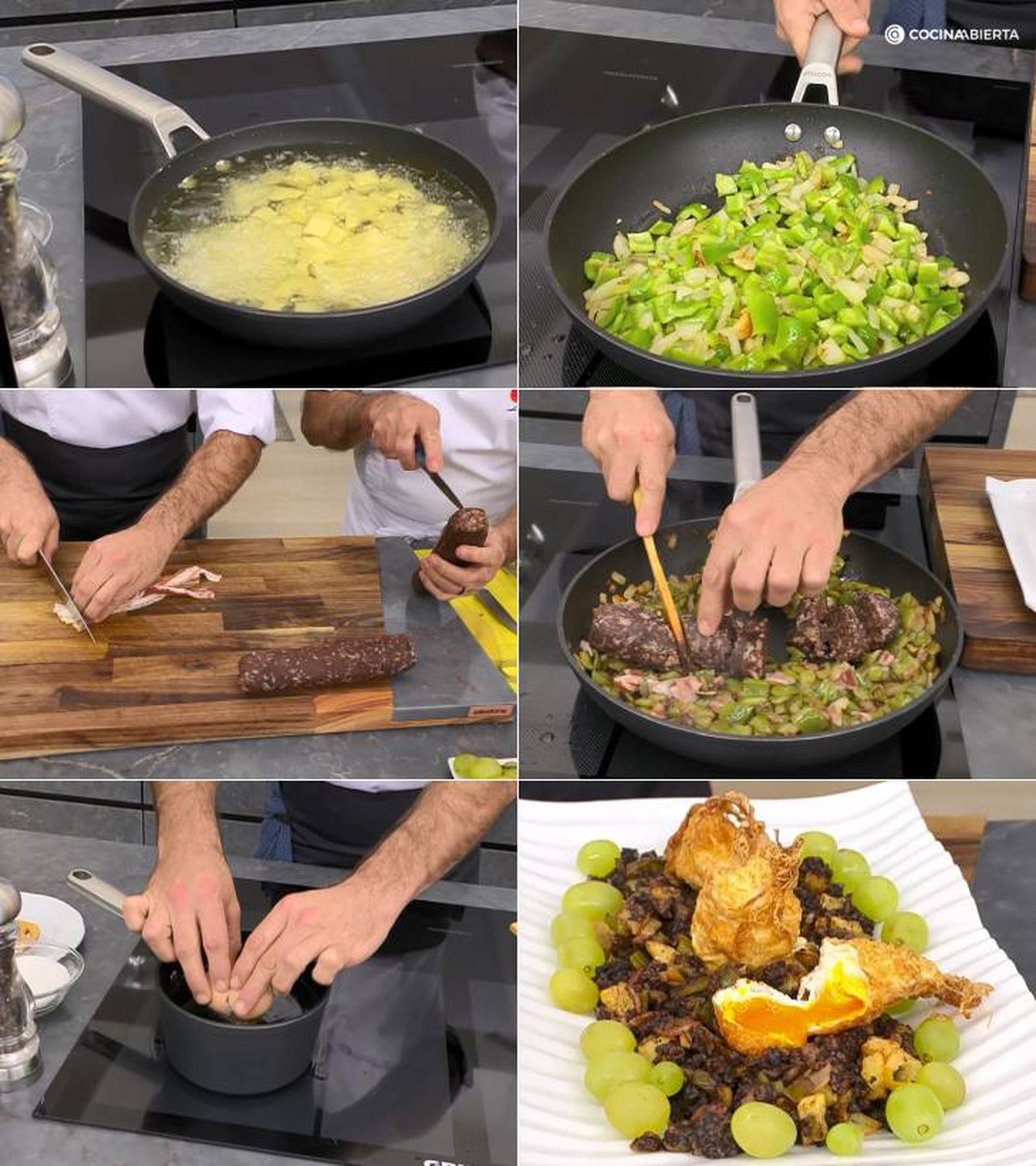 Huevos rotos migas morcilla pasos Huevos rotos migas morcilla pasos