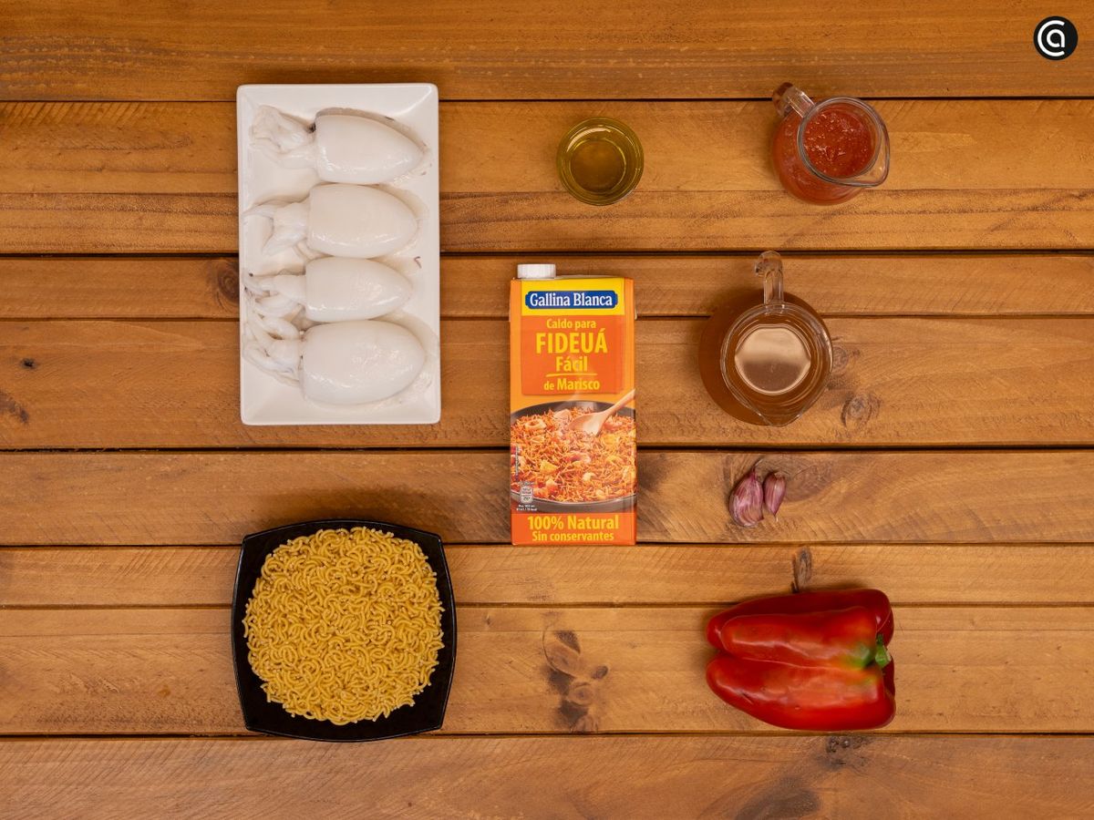 fideuá con sepia - ingredientes