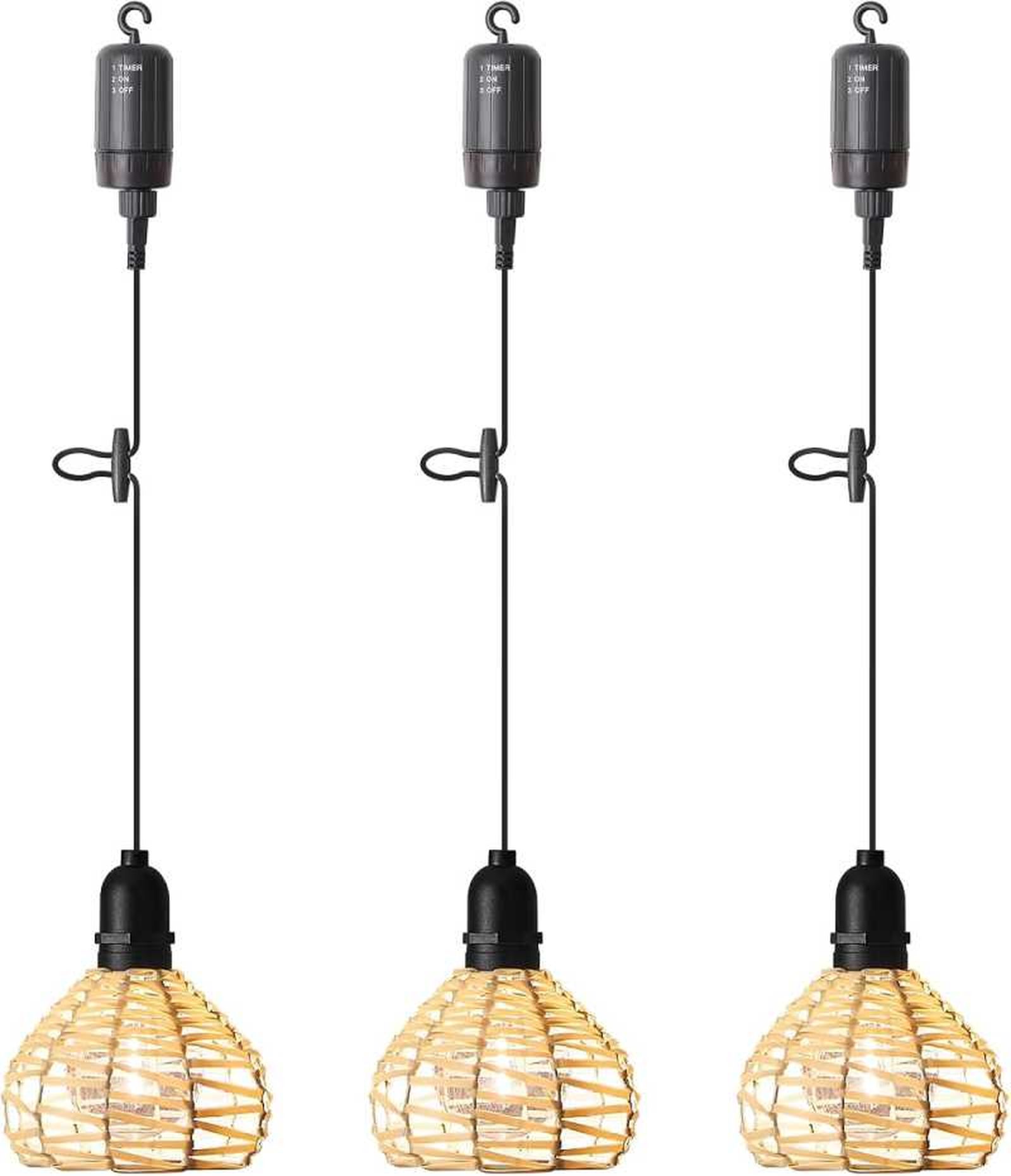 Pack de tres lámparas de techo de fibras naturales sin punto de luz.