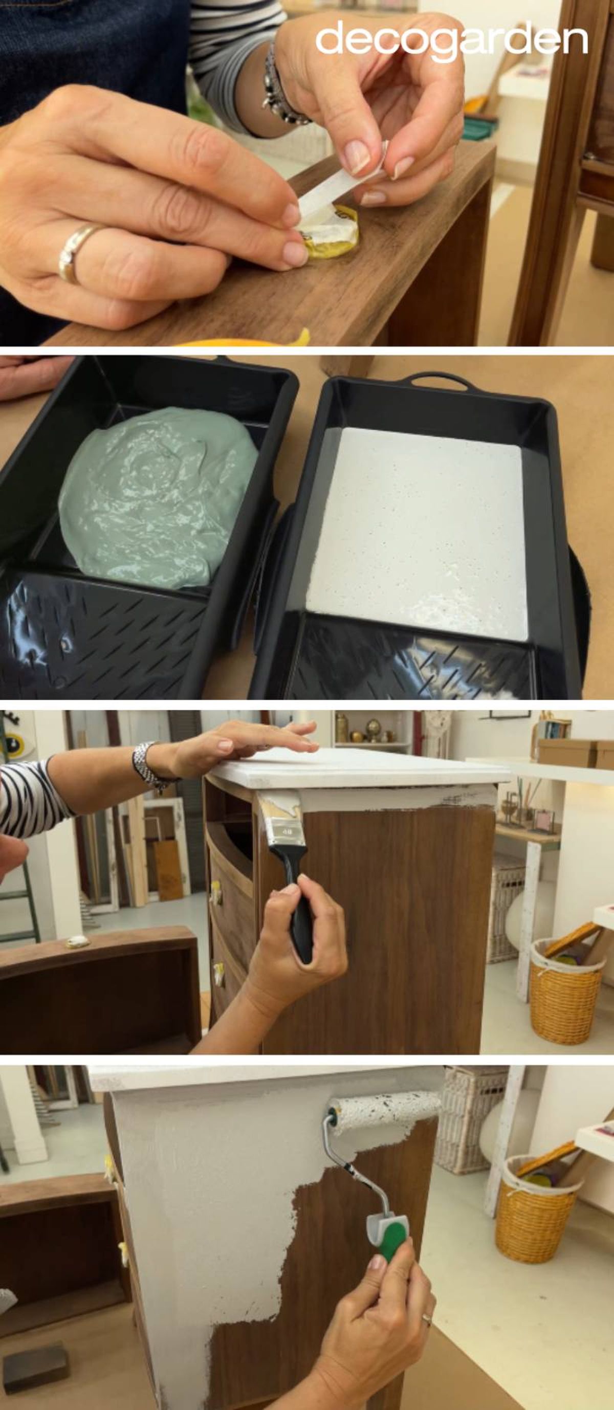 Cómo pintar muebles a la tiza (paso 5-8).