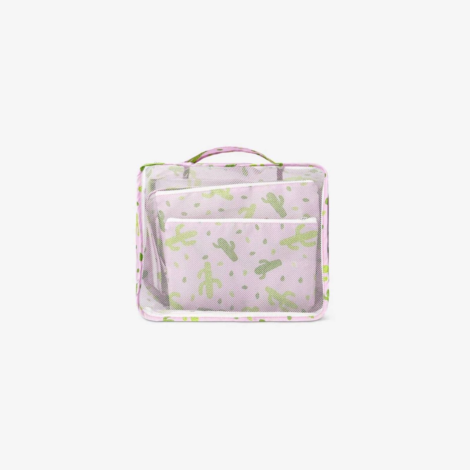 Bolsas organizadoras con estampado de cactus.