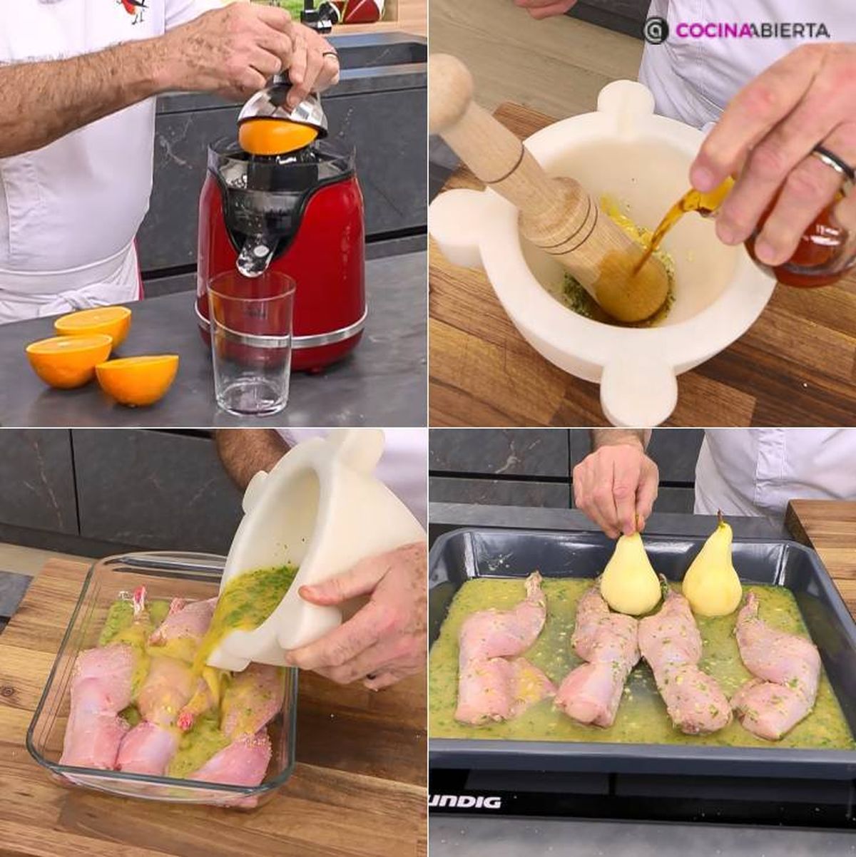 conejo horno con salsa naranja pasos