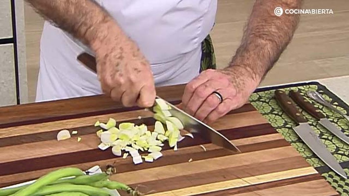 receta habitas salteadas crema patata ka paso 1